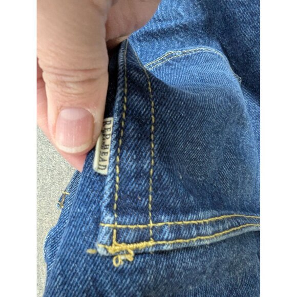 Redhead Flannel Jeans Mens 42X32 Blue Straight Leg Zipper Pockets - Picture 4 of 6